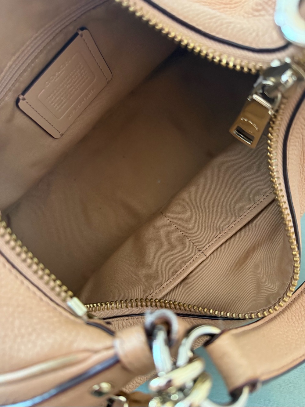 Coach Pebbled Leather Hobo in Tan Brown with Gold Hardware - Picture 7 of 10